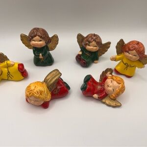 Enesco Angel Ornaments Set - Red, Green, Yellow, Gold